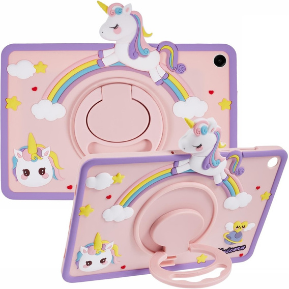 Dětské pouzdro pro Samsung Galaxy Tab A9+, Cute Patterns, se stojánkem, růžové