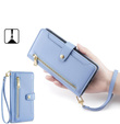 Klopové pouzdro pro iPhone 16E, Wallet Zipper Pocket, modré