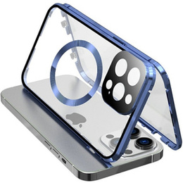Magnetické pouzdro Dual Glass MagSafe pro iPhone 15 Pro Max, modré