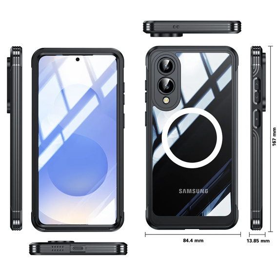 Pouzdro pro Samsung Galaxy S25 Edge, Shockproof, se sklem, pro MagSafe, černé