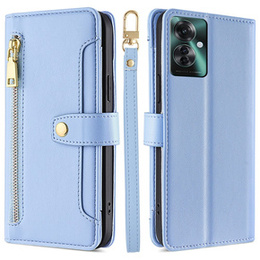 Klopové pouzdro pro Oppo Reno 11F 5G, Wallet Zipper Pocket, modré