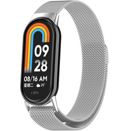 Milánský náramek s pouzdrem pro Xiaomi Smart Band 10 / 9 / 8, stříbrný