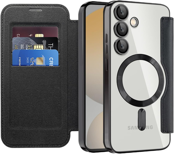 Klopové pouzdro pro Samsung Galaxy S25 FE, RFID Wallet MagSafe CamShield, černé