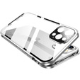 Pouzdro pro iPhone 16 Pro Max, Magnetic Dual Glass, stříbrné
