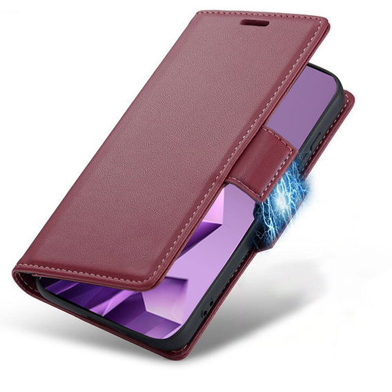 Pouzdro pro Infinix Note 50 Pro, ERBORD Glossy Litchi, flipová peněženka, červené