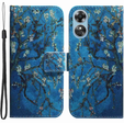 Klopové pouzdro pro Oppo A17, Wallet flowers, modré