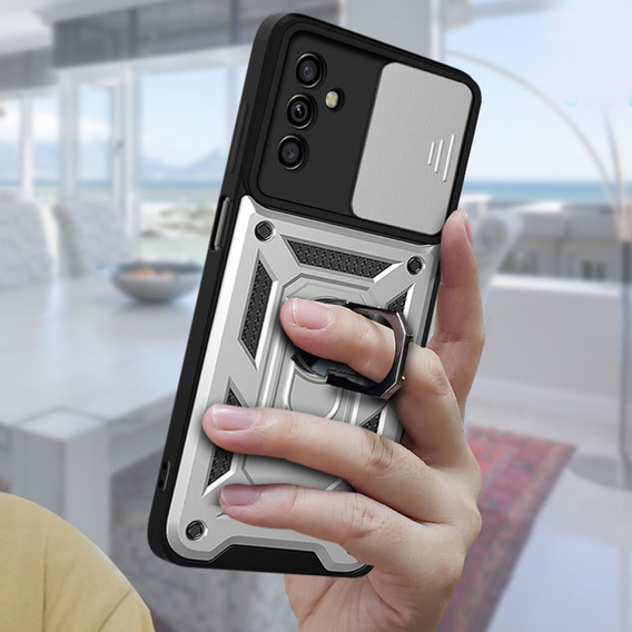 Pouzdro pro Samsung Galaxy A14 4G/5G, CamShield Slide, stříbrné