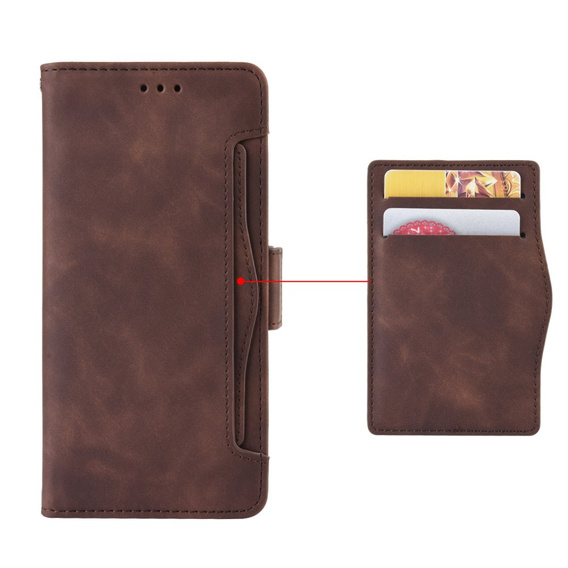 Klopové pouzdro pro Xiaomi Redmi Note 14 4G, Card Slot, hnědé