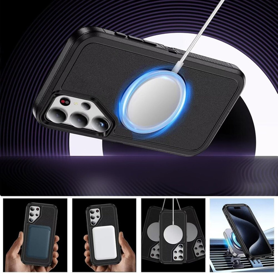 Pouzdro s rámečkem pro Samsung Galaxy S22 Ultra, pro MagSafe, černé