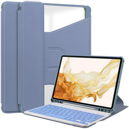 Pouzdro s klávesnicí pro Samsung Galaxy Tab S9+, Rotary 360° Leather, fialové