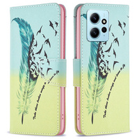 Klopové pouzdro pro Xiaomi Redmi Note 12 4G, Wallet, feather, modré