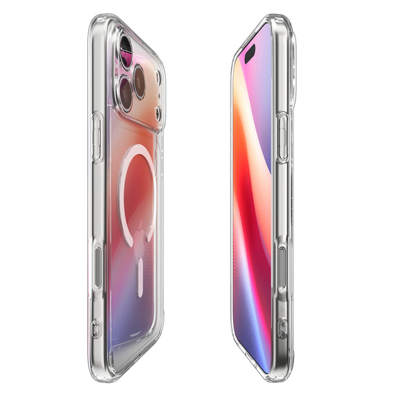 Spigen Ultra Hybrid MagSafe pouzdro pro iPhone 17 Pro, čiré / bílé