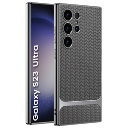 Pouzdro pro Samsung Galaxy S23 Ultra, GKK Woven Leather, šedé