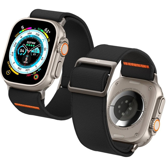 Pasek z Etui SPIGEN do Apple Watch 7 / 8 45mm, Metal Fit Pro, Szary