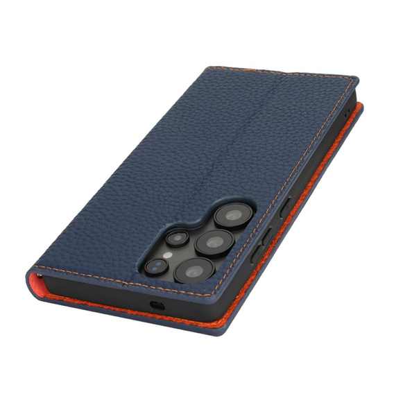 Klopové pouzdro pro Samsung Galaxy S25 Ultra, Litchi Skin Grain, námořnicky modré