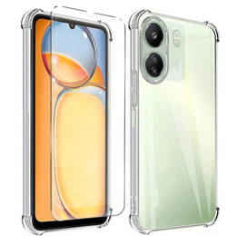 Pouzdro pro Xiaomi Redmi 13C, Anti-Shock, průhledné + sklo 9H