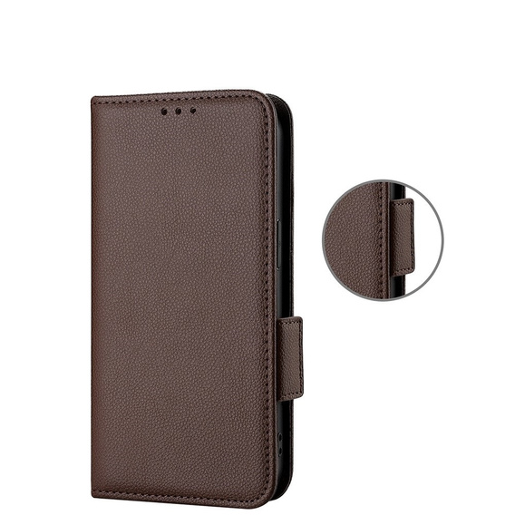 Klopové pouzdro pro Xiaomi Redmi Note 12 5G / POCO X5 5G, Wallet Litchi Magnet, hnědé