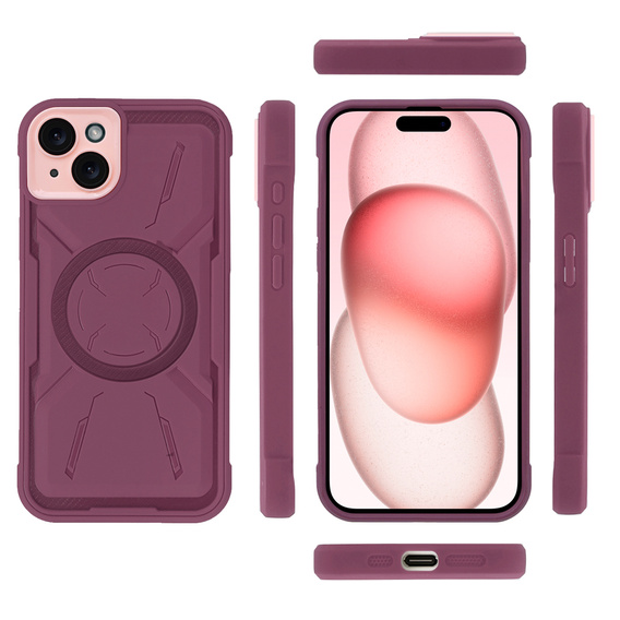 Pouzdro pro iPhone 15 Plus, ERBORD Armor Mag, kaštanové