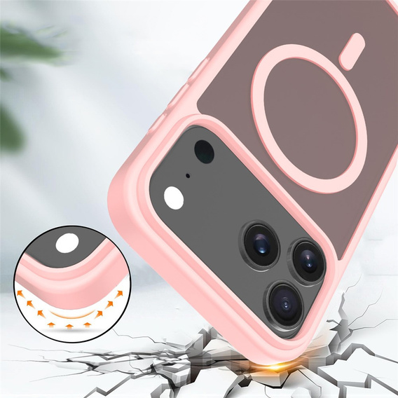 Matné pouzdro pro iPhone 17 Pro Max, pro MagSafe, průsvitné růžové