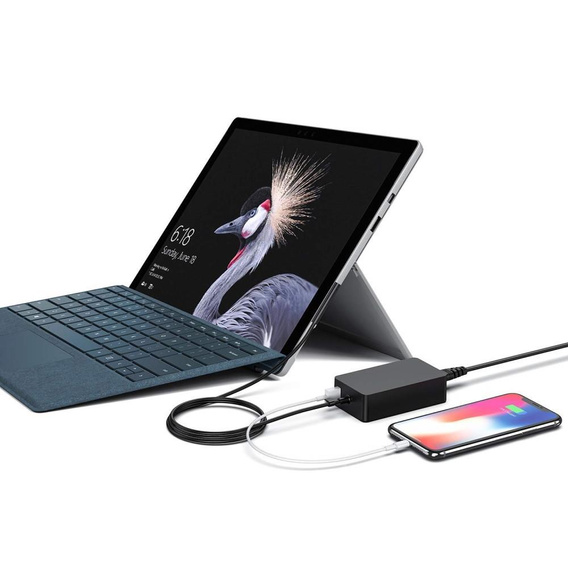 44W 15V 2,58A napájecí adaptér s nabíjecím portem USB pro Microsoft Surface Pro 6/5/4/3 - zástrčka EU