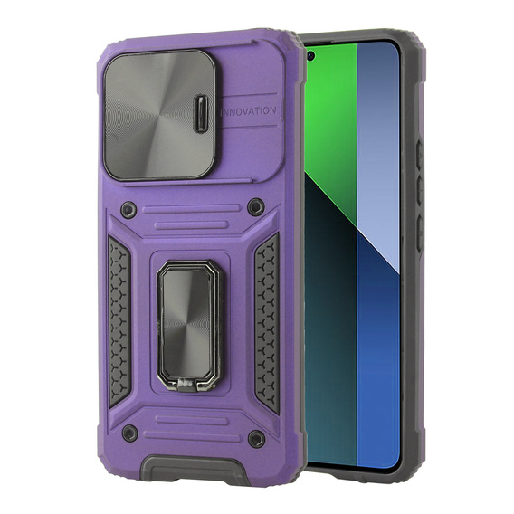 Pancéřové pouzdro pro Xiaomi Redmi Note 13 Pro 5G, CamShield Slide, fialové + tvrzené sklo 9H