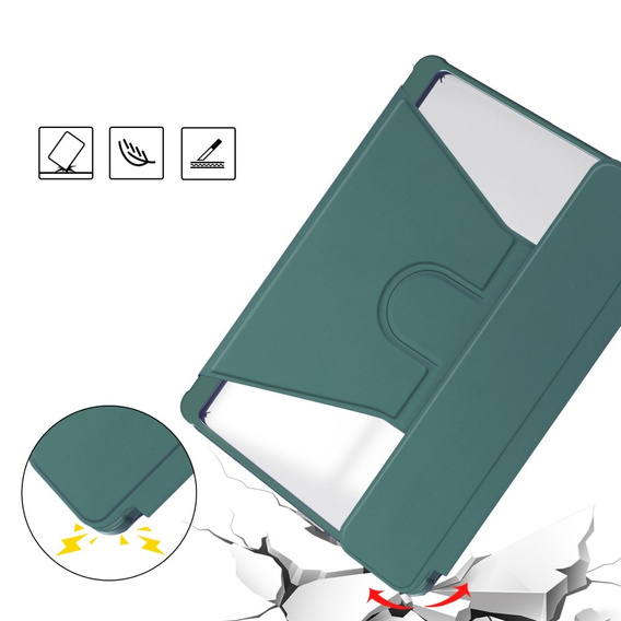 Pouzdro s klávesnicí pro iPad Pro 11" 2024 (5 gen.), Rotary 360° Leather, tmavě zelené