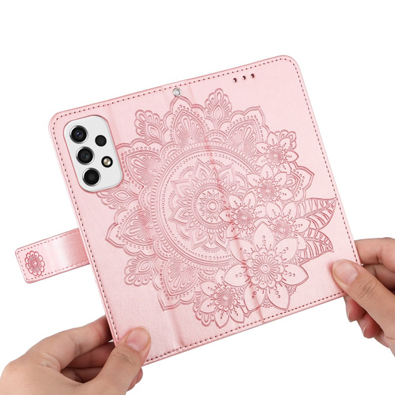 Klopové pouzdro pro Samsung Galaxy A53 5G, Mandala Flower, růžové rose gold