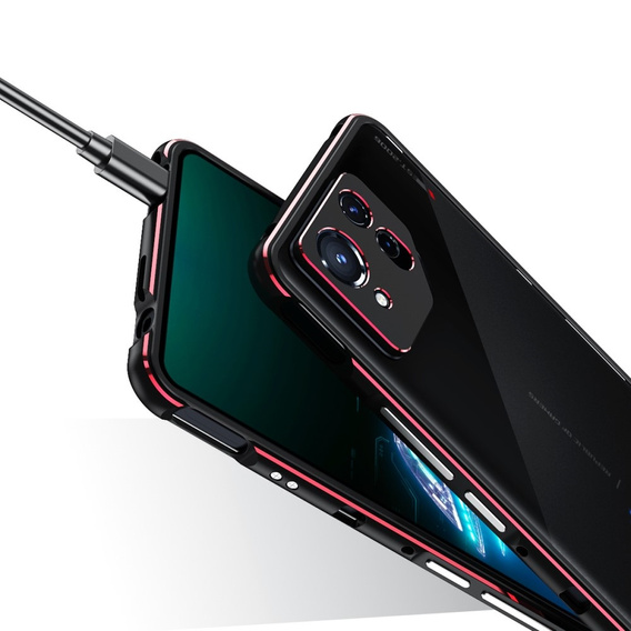 Pouzdro pro ASUS ROG Phone 8 Pro, Armor Bumper, s krytem objektivu, černá / červená