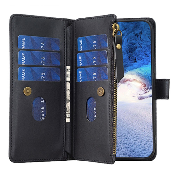 Klopové pouzdro pro Samsung Galaxy A25 5G, Wallet Zipper Pocket, černé