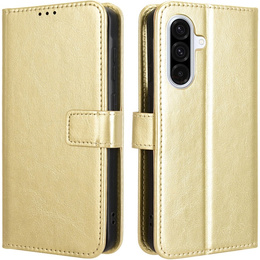 Klopové pouzdro pro Samsung Galaxy A36, Crazy Horse Wallet, zlaté