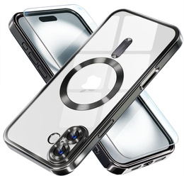 Pouzdro pro iPhone 16 Plus, Electro MagSafe, černé + sklo na displej