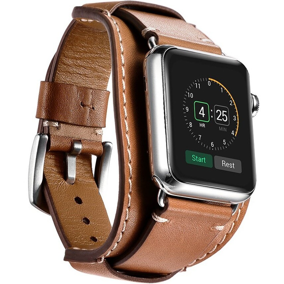 Kožený řemínek pro Apple Watch 1/2/3/4/5/6/7/8/SE/Ultra 42/44/45/49 mm, hnědé