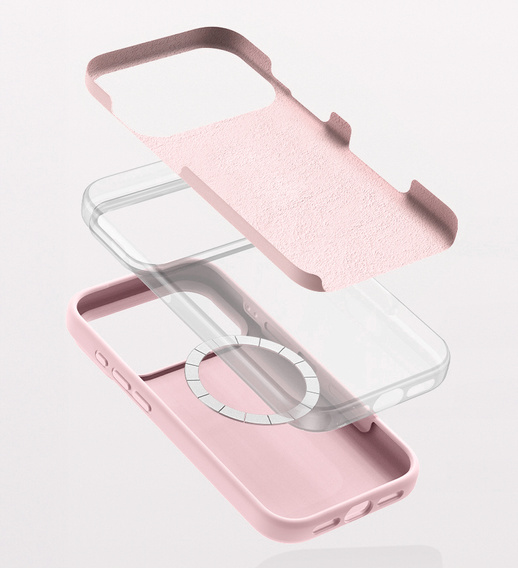 Silikonové pouzdro pro iPhone 17 Pro Max, pro MagSafe, proti otřesům, růžové