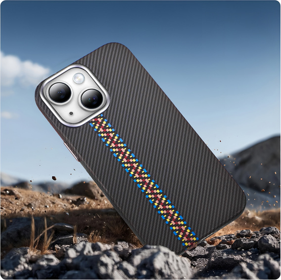Pouzdro pro iPhone 15, Carbon Fiber MagSafe, černé