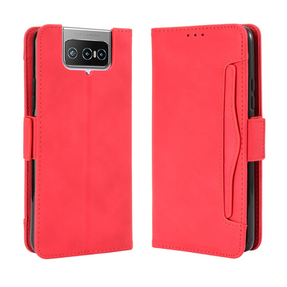 Klopové pouzdro pro Asus Zenfone 7 / 7 Pro, Card Slot, červené