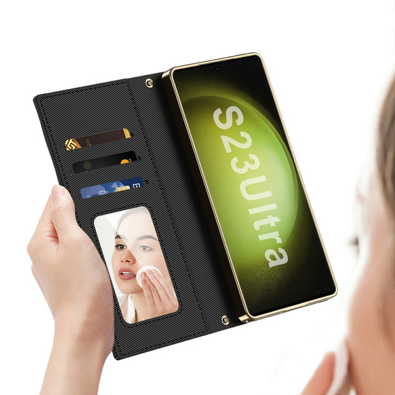 Flipové pouzdro pro Samsung Galaxy S23 Ultra, GKK Mirror Wallet, černé