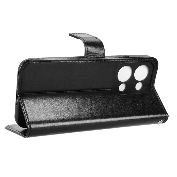 Klopové pouzdro pro Oppo Reno 13, Crazy Horse Wallet, černé