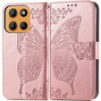 Klopové pouzdro pro Motorola Moto G15 / Motorola Moto G15 Power, Butterfly, růžové rose gold