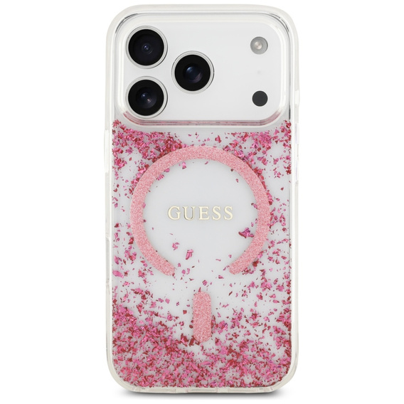 Pouzdro GUESS Resin Bottom Glitter MagSafe pro iPhone 17 Pro