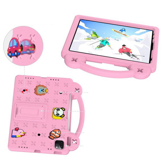 Dětské pouzdro pro iPad Air 10.9" 2022/2020 (5/4 gen.) / Pro 11" 2022/2021/2020 (4/3/2 gen.), Cute Patterns, se stojánkem, růžové