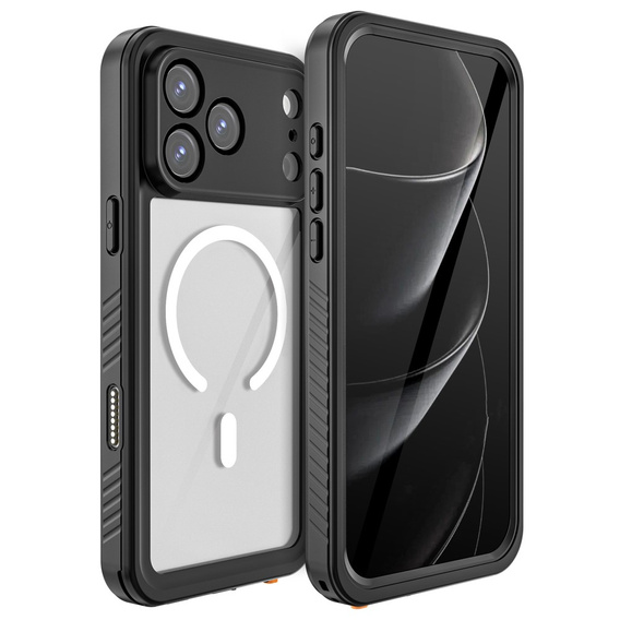 Pouzdro Redpepper pro iPhone 17 Pro Max, vodotěsné, IP68, pro MagSafe, čiré s černými boky