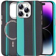 Pouzdro pro iPhone 14 Pro Max, Carbon Fiber MagSafe, černá / modrá