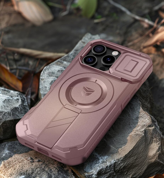 Pancéřové pouzdro pro iPhone 16 Pro, Dexnor CamProtect MagSafe, růžové (dva rámečky)