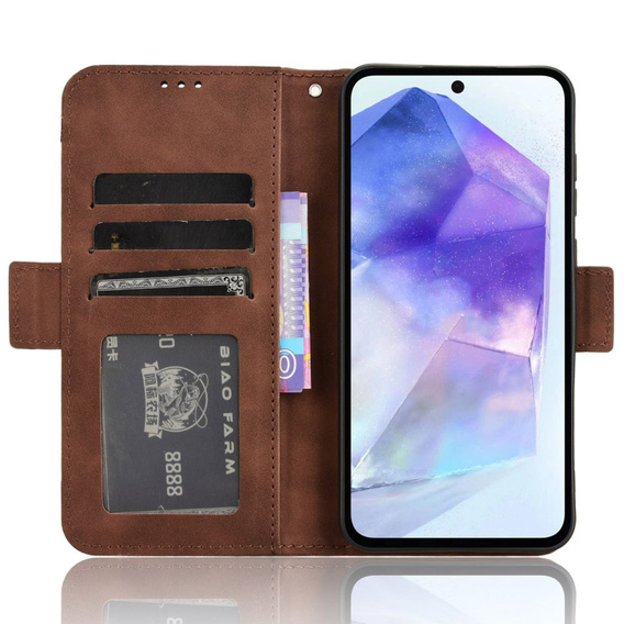 Klopové pouzdro pro Samsung Galaxy A55 5G, Card Slot, hnědé