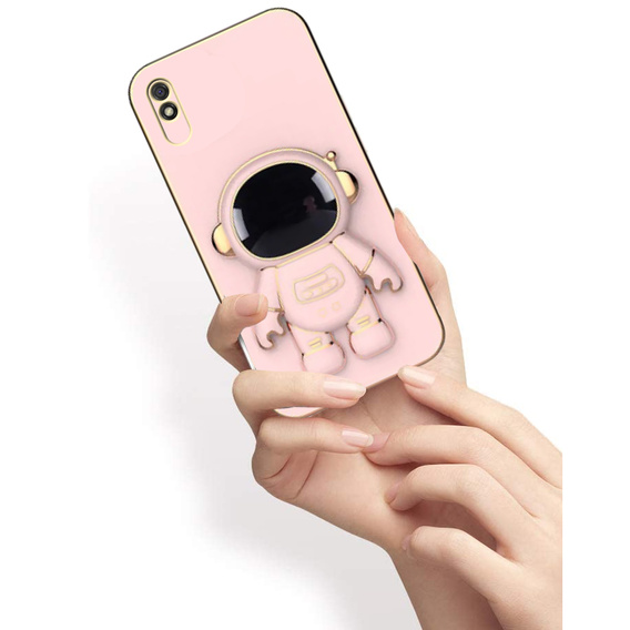 Pouzdro pro Xiaomi Redmi 9A, Astronaut, růžové rose gold