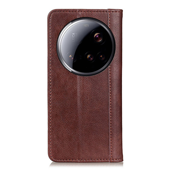 Flipové pouzdro pro Xiaomi 15 Ultra, Split Leather, hnědé