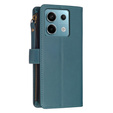 Klopové pouzdro pro Xiaomi Redmi Note 13 Pro 4G / Xiaomi Redmi Note 14S / Xiaomi Poco M6 Pro 4G, Wallet Zipper Pocket, zelené