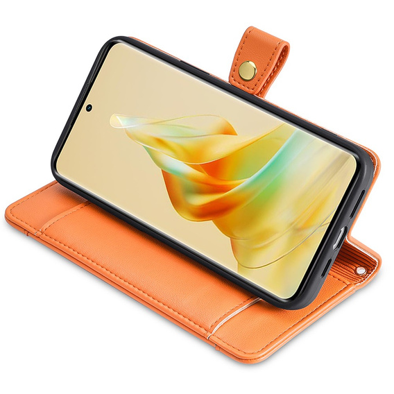 Klopové pouzdro pro Oppo Reno8 T 4G, Wallet Zipper Pocket, oranžové