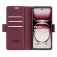 Pouzdro pro Oppo Reno 12 Pro, ERBORD Glossy Litchi, flipová peněženka, červené