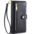 Klopové pouzdro pro Motorola Moto G73 5G, Wallet Zipper Pocket, černé